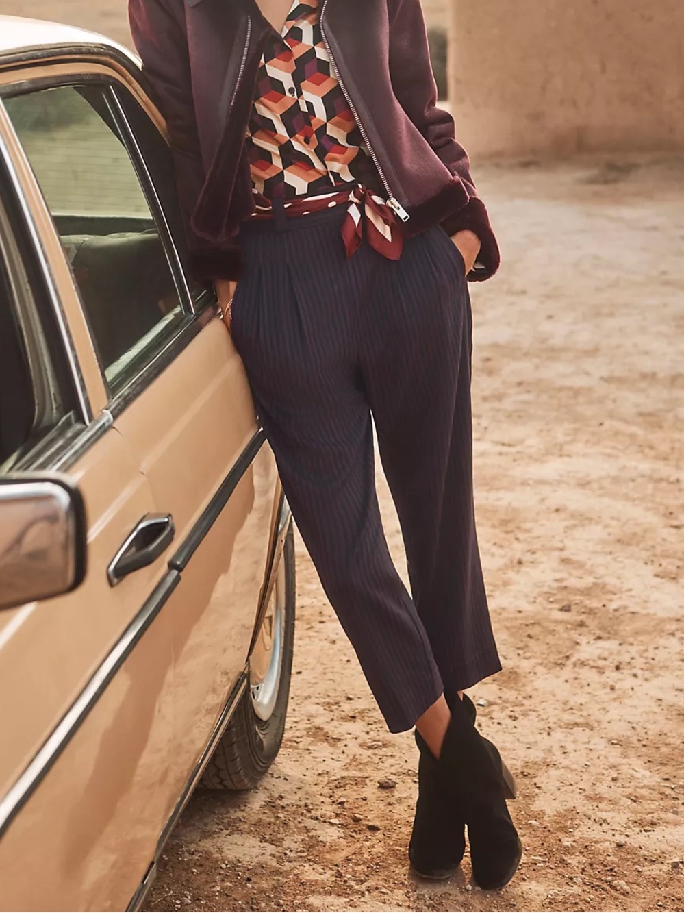 Anthropologie Cropped Trousers with Pinstripes